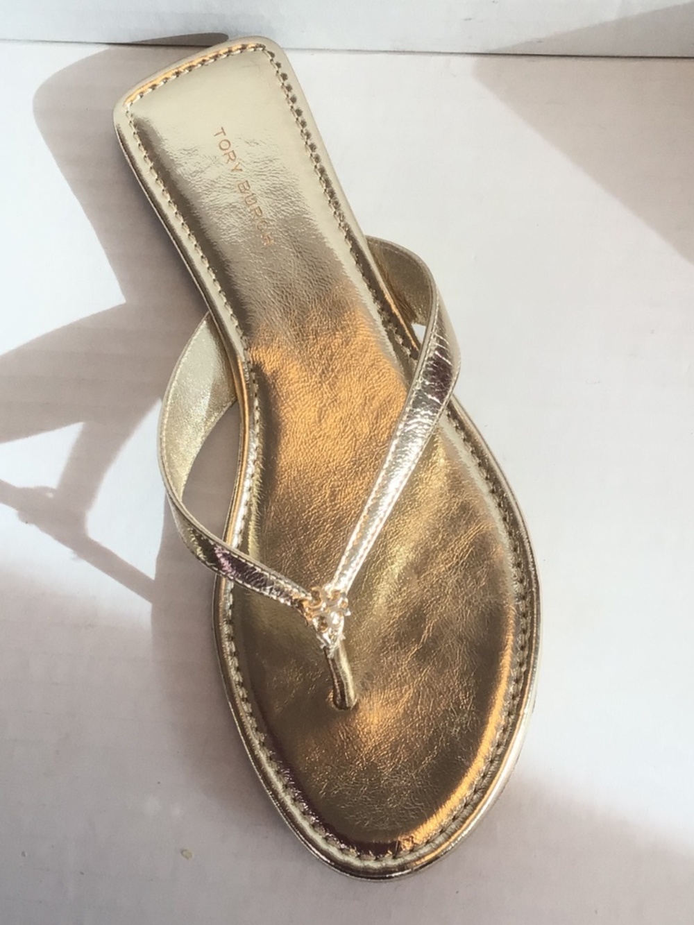 Tory Burch Classic Crinkle Metallic Leather Flip Flop
